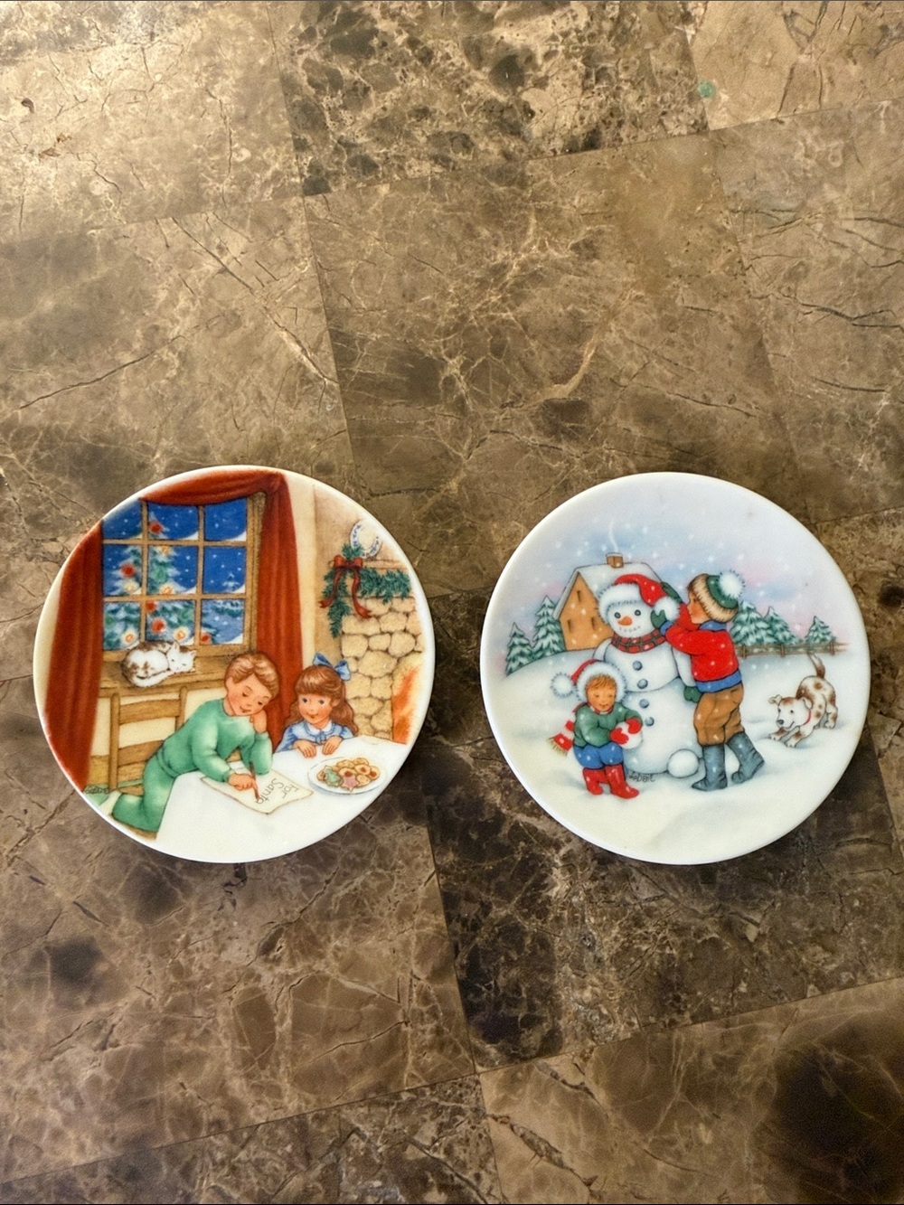 2 VTG Hallmark Porcelain Mini Plate Ornaments 1990 & 1991 - Mint Condition